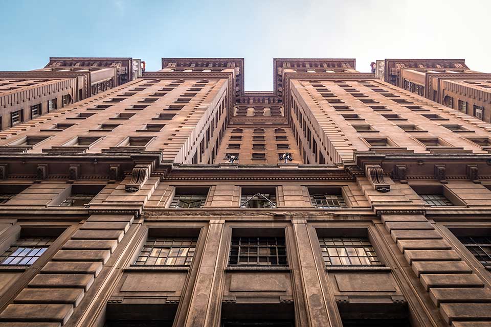 facade of an old building with many windows